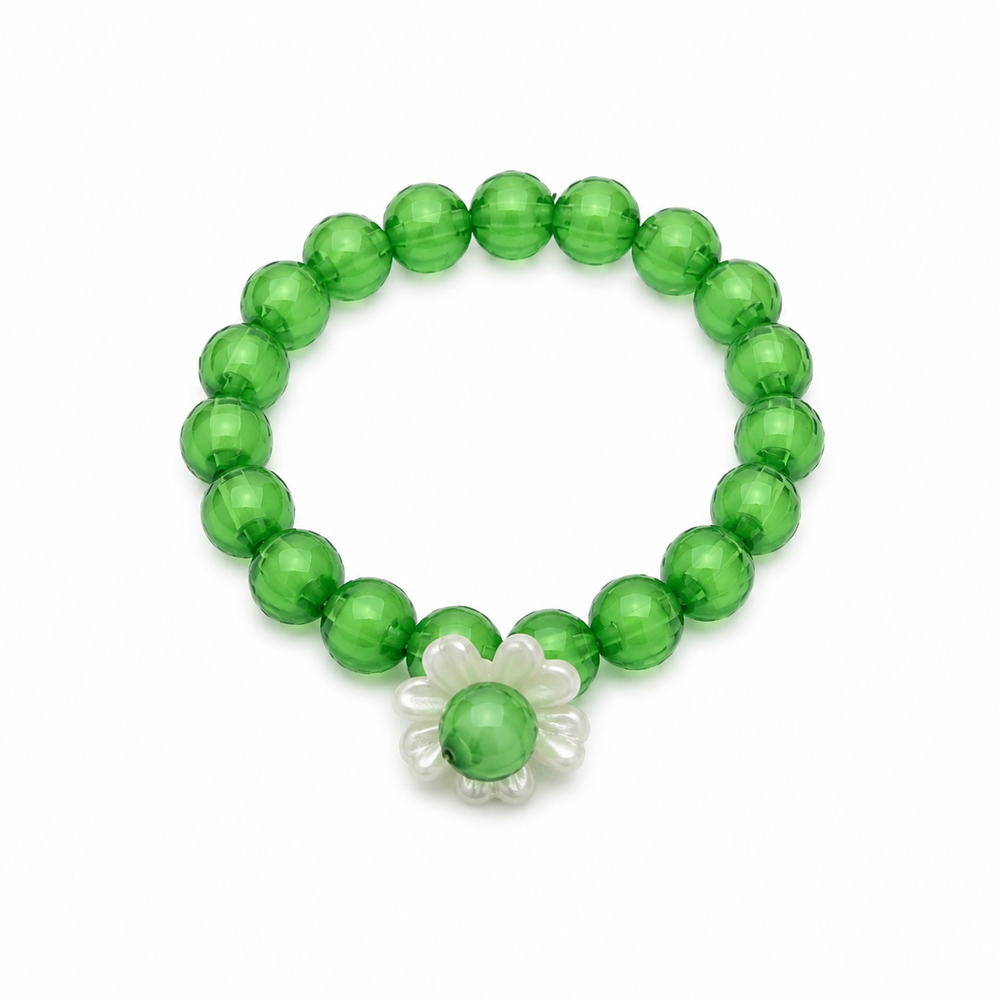 14 August Green Daisy Handmade Beaded Bracelet