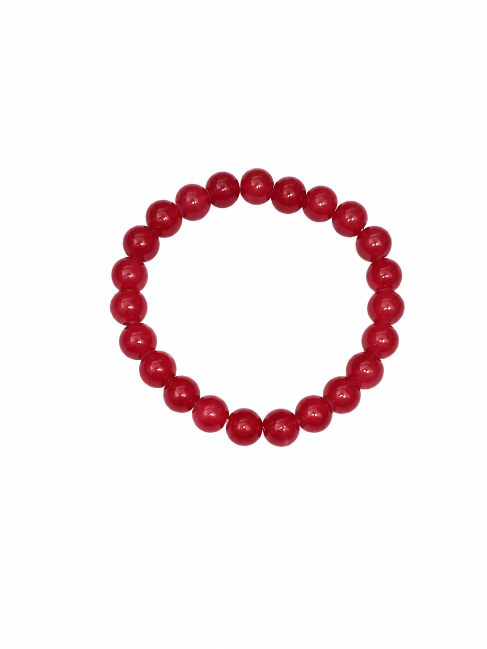 Red Glass Beaded Stretch Bracelet for Women | Handmade Elastic Bead Bracelet