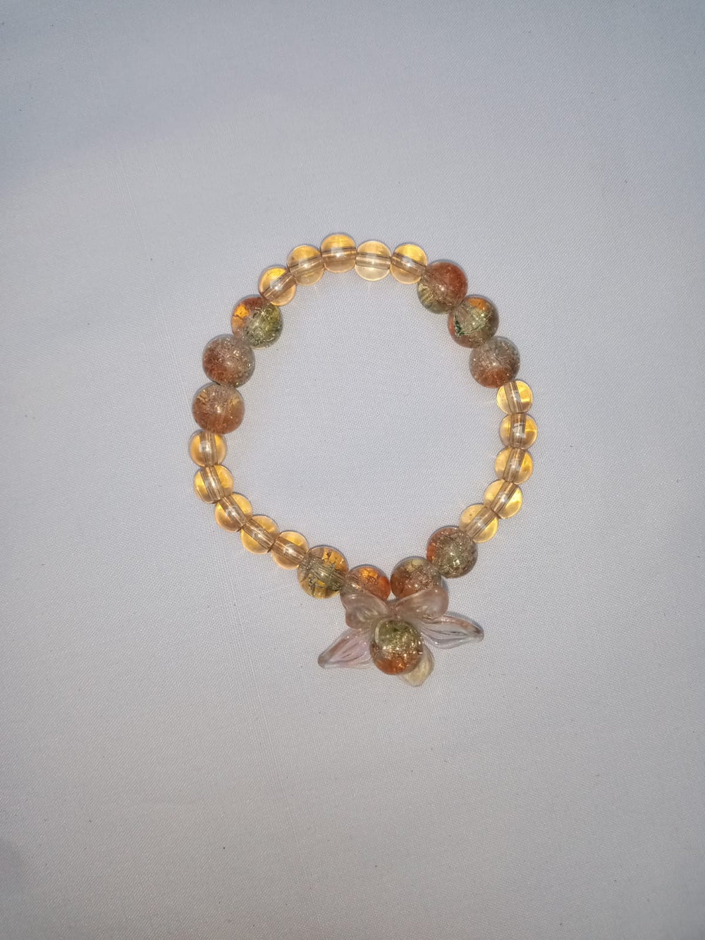 Handmade Floral Glass Beaded Stretch Bracelet for Women | Elegant Flower Charm Bracelet