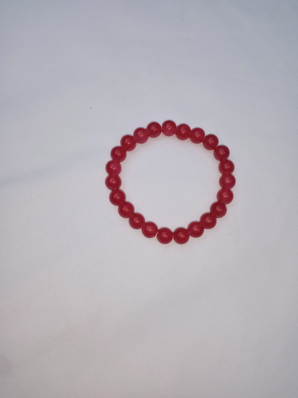 Red Glass Beaded Stretch Bracelet for Women | Handmade Elastic Bead Bracelet