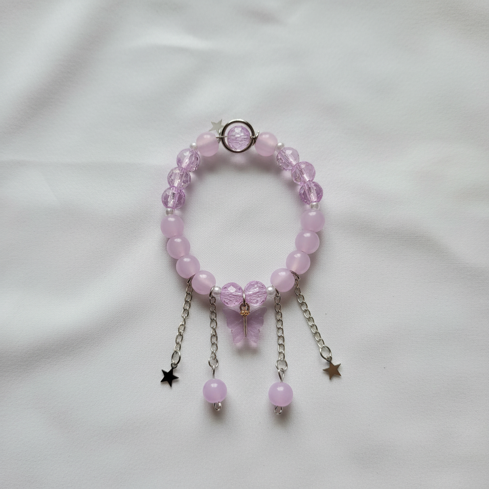 Purple Butterfly Charm Bracelet (Handmade)