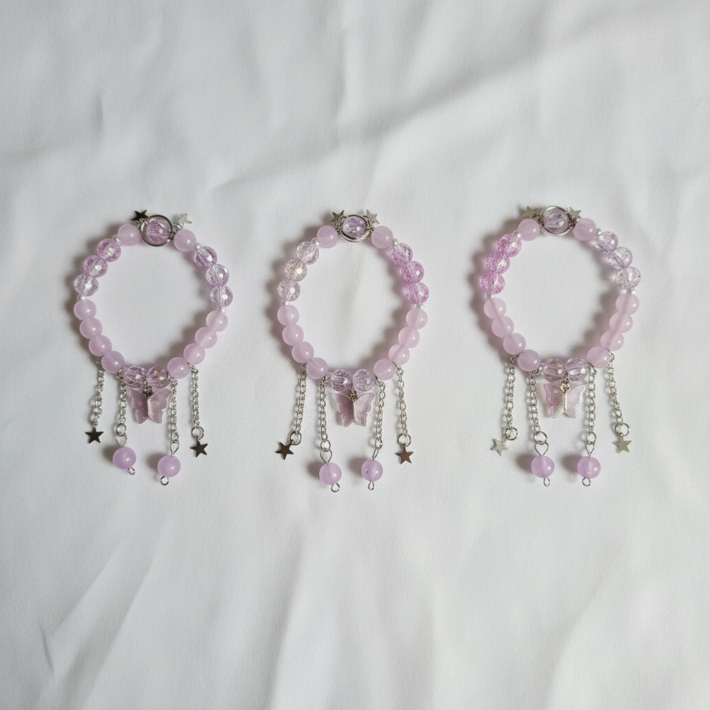 Purple Butterfly Charm Bracelet (Handmade)
